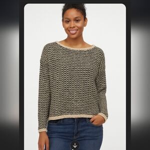 Anthropologie La Fee Verte black / cream long sleeve sweater color fleck…